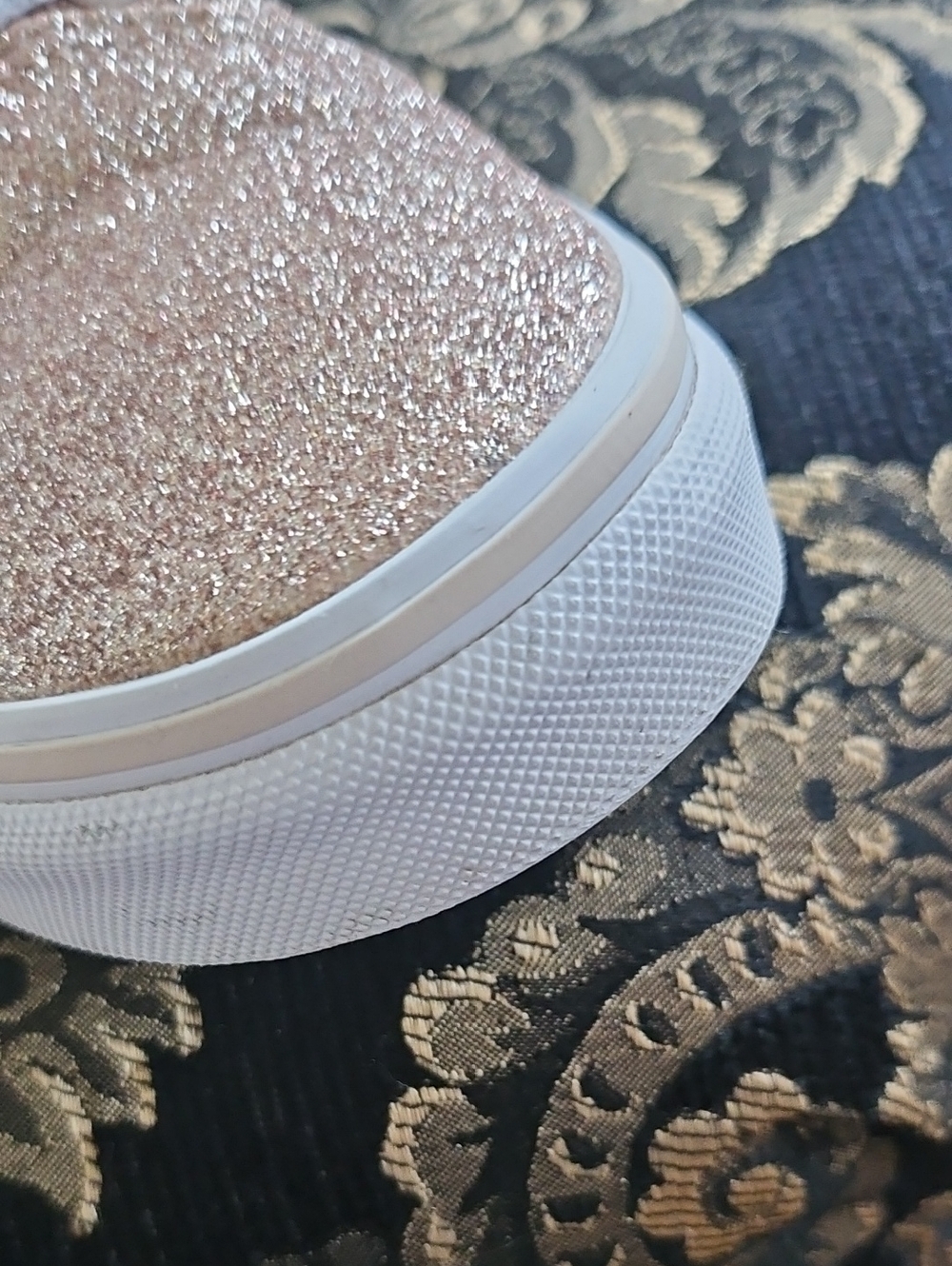 Vans Women’s Glitter Old Skool Sneakers - Rose Gold - Picture 13 of 13